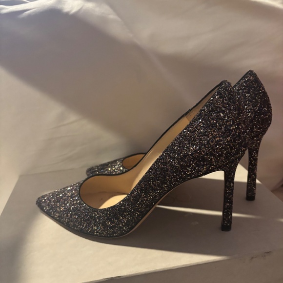 Jimmy Choo ROMY 100 Pointy Toe Pump Heel Shoes Purple Black Glitter 36 EU - Picture 2 of 2